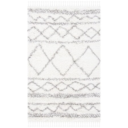 Safavieh Pro Lux Shag 400 Power Loomed Rectangle Area Rug; Ivory & Grey - 8 x 10 ft. PLX436B-8